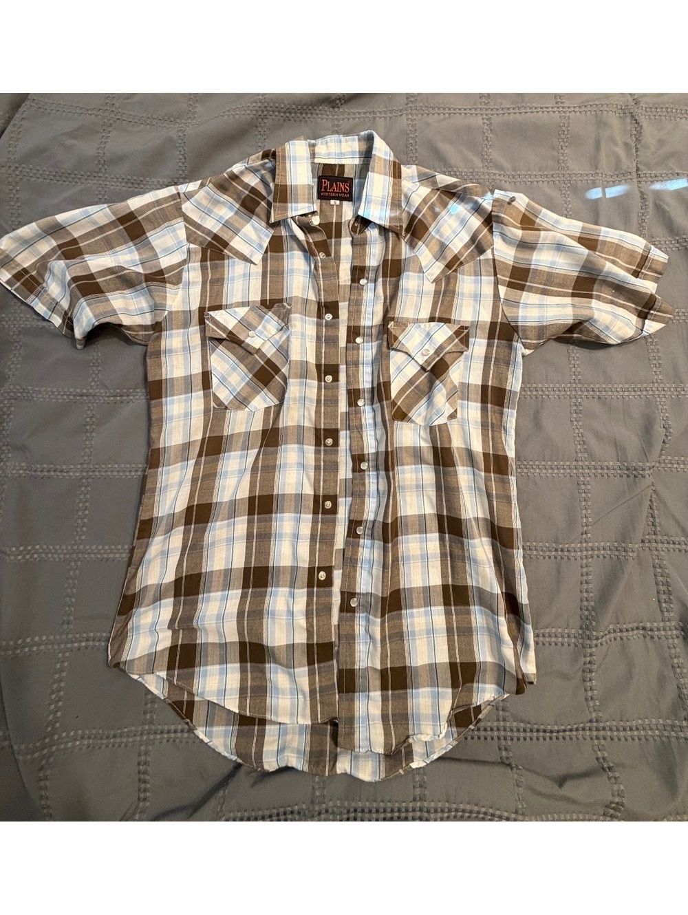 Plains Western Wear Men's Short Sleeve Plaid Shirt Size Small